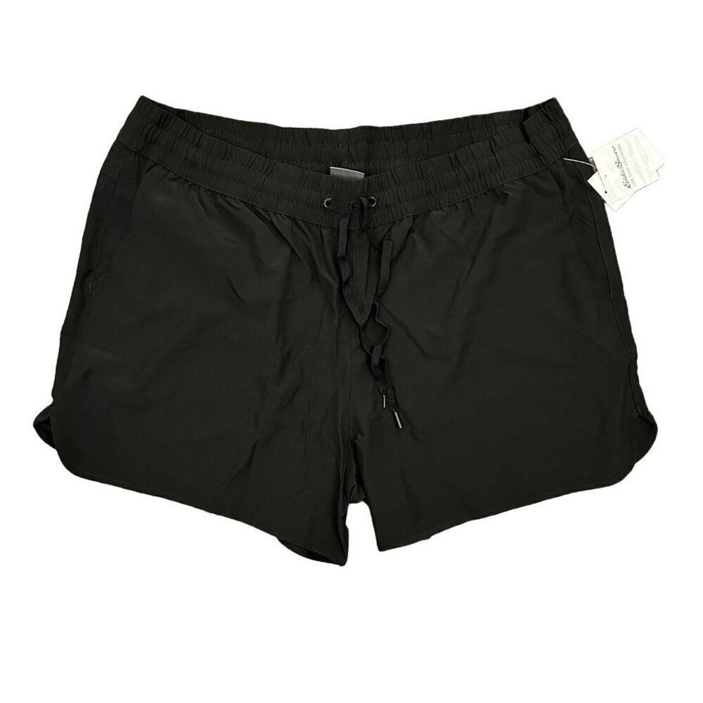 Eddie Bauer Women's Tech Woven Shorts Size XL Black Active Pockets UPF50 NWT $40